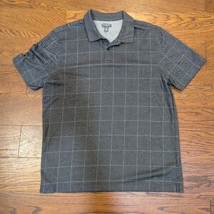 Van Heusen Men's Dark Gray Windowpane Polo